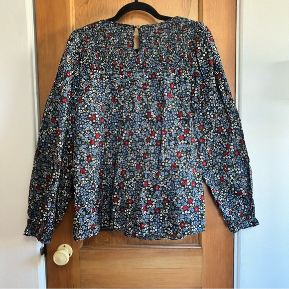 summersalt the perfect smocked floral cotton blouse - Picture 4 of 11